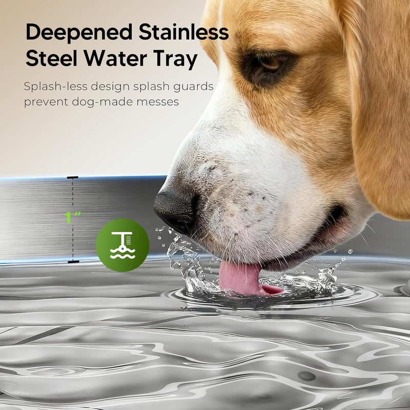 PEKTACO Dog Water Fountain for Large Dogs, 1.8Gal/7L Pet Water Fountain, Dog Water Bowl Dispenser with Viewing Window & LED, Super Quiet, Stainless Steel Tray Easy Clean BPA-Free - Image 5